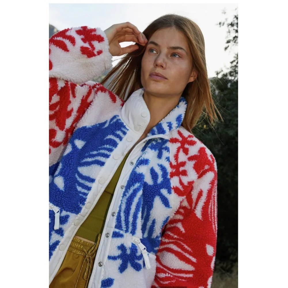 Free People Red, Blue, and White Ski Jacket